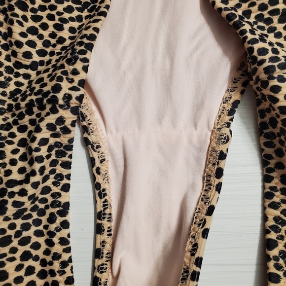 Shade & Shore Padded Push Up Bikini Top 34DD Bottoms M Leopard Print Ribbed Swim - Picture 14 of 16